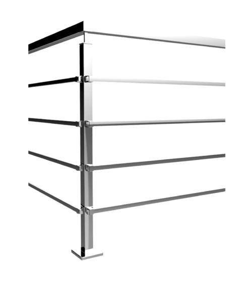 Poste Cuadrado 40 mm de Acero Inoxidable 316 Brillo y Satinado con Conectores Cuadrados a 90º Poste Cuadrado 40 mm de Acero Inoxidable 316 Brillo y Satinado con Conectores Cuadrados a 90º