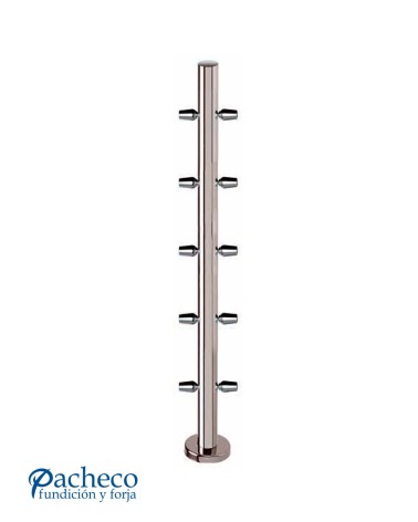 Poste Redondo 43 mm de Acero Inoxidable 316 Brillo y Satinado con Conectores Redondos a 180º