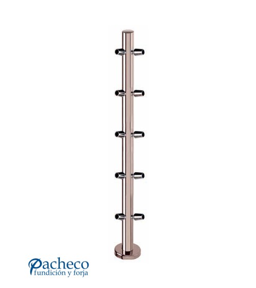 Poste Redondo 43 mm de Acero Inoxidable 316 Brillo y Satinado con Conectores Redondos a 90º