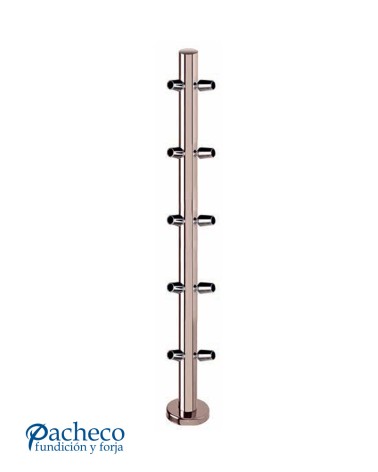 Poste Redondo 43 mm de Acero Inoxidable 316 Brillo y Satinado con Conectores Redondos a 90º