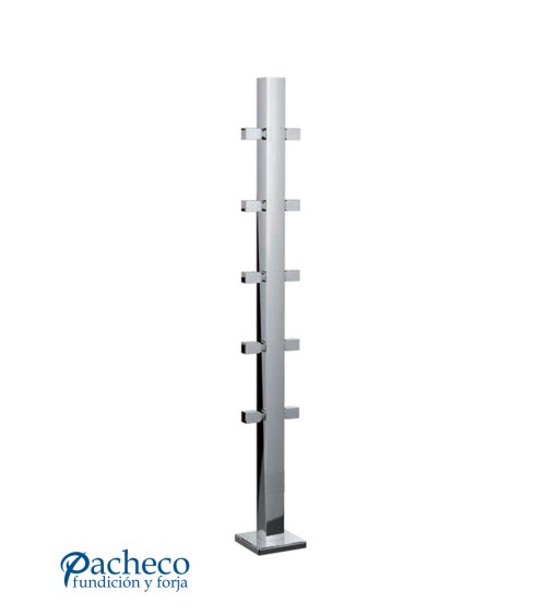Poste Cuadrado 40 mm de Acero Inoxidable 316 Brillo y Satinado con Conector para Cuadrado a 180º