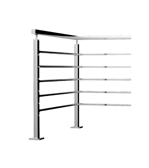 Poste Cuadrado 40 mm de Acero Inoxidable 316 Brillo y Satinado con Conector para Cuadrado a 180º