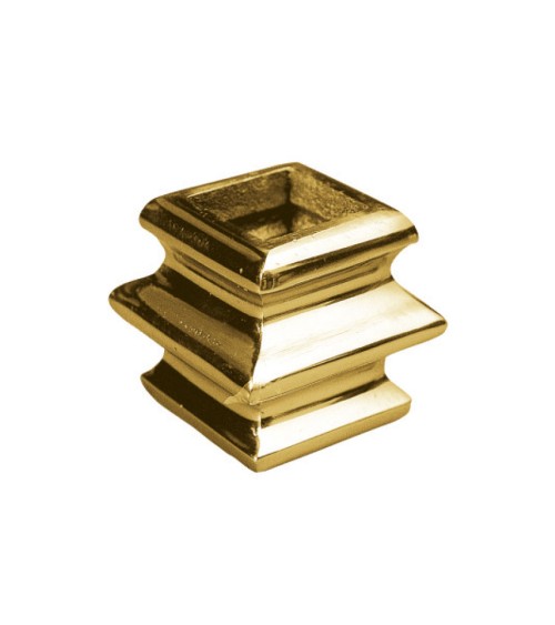 Macolla en latón brillo para barrote de forja cuadrado estampada para puertas de entrada y portales