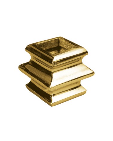 Macolla en latón brillo para barrote de forja cuadrado estampada para puertas de entrada y portales