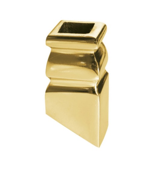 Macolla en latón brillo para barrote de forja cuadrado ingleteada 33º para subidas de escaleras