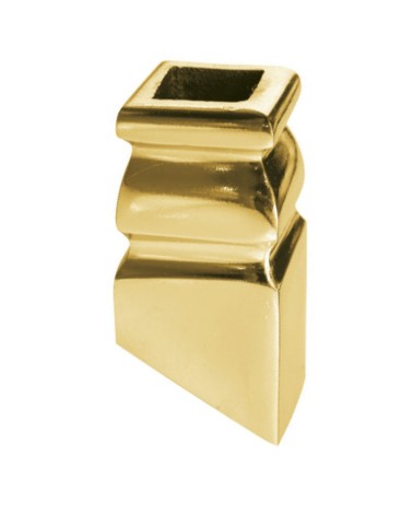 Macolla en latón brillo para barrote de forja cuadrado ingleteada 33º para subidas de escaleras