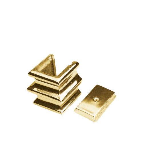 Macolla en latón brillo para barrote de forja cuadrado desmontable piramidal para puertas de entrada y portales