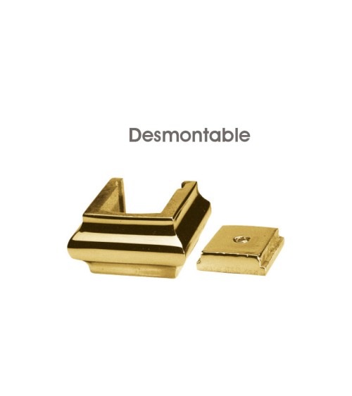 Macolla en latón brillo para barrote de forja cuadrado desmontable en puertas de forja y portales