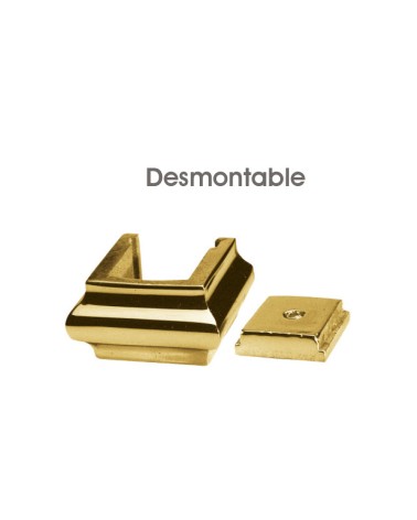 Macolla en latón brillo para barrote de forja cuadrado desmontable en puertas de forja y portales