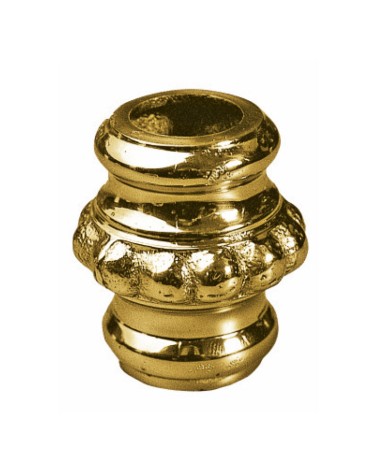 Macolla en latón brillo para barrote de forja redondo con aro perlado para remates de barandillas y portales