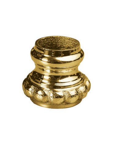 Macolla en latón brillo para barrote de forja redondo con franja perlada abombada para rejas y puertas de entrada