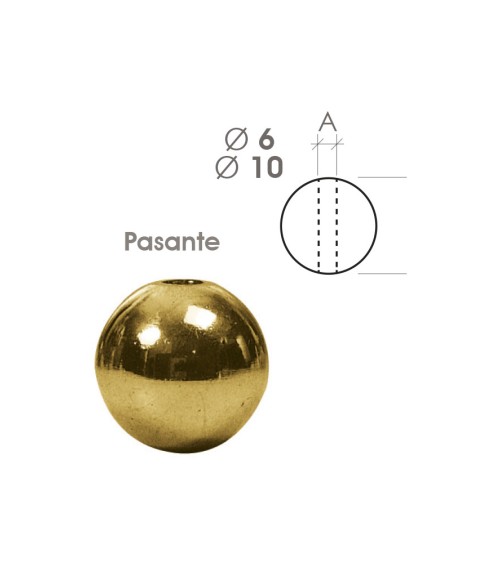 Bola en latón brillo pasante para barrotes de forja redondos y barandillas