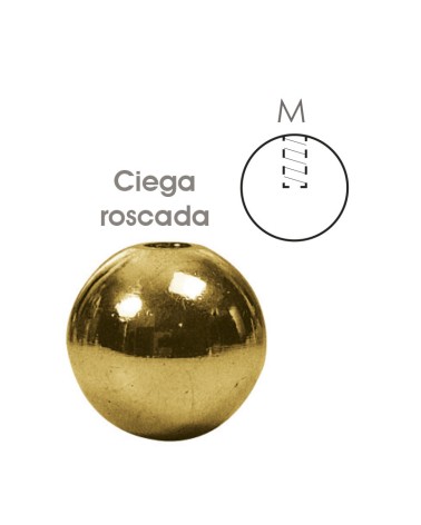 Bola en latón brillo ciega roscada para remates de barrotes redondos