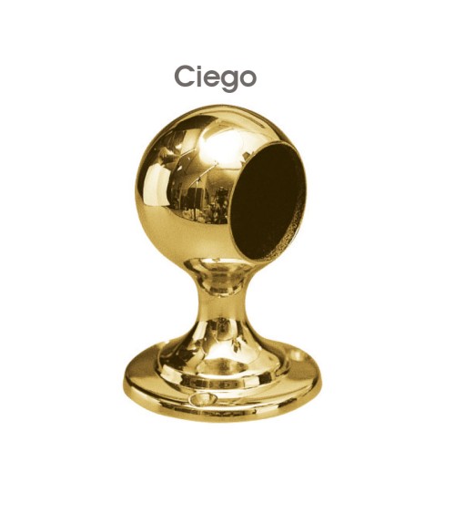 Soporte ciego en latón brillo para pasamanos