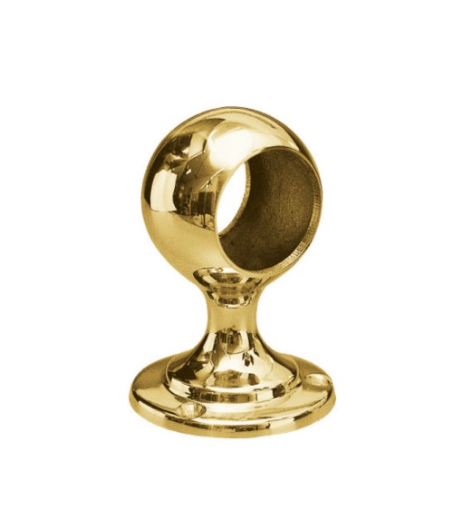 Soporte pasante en latón brillo para pasamanos