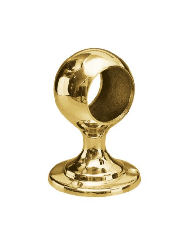 Soporte pasante en latón brillo para pasamanos