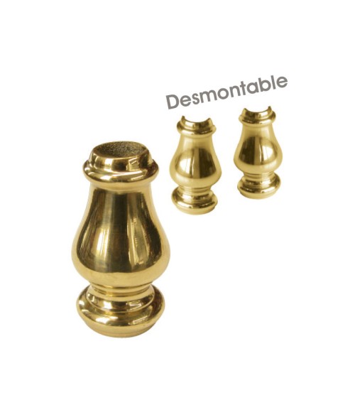 Macolla en latón brillo para barrote de forja redondo desmontable abombada para remates de puertas de forja