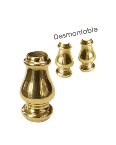 Macolla en latón brillo para barrote de forja redondo desmontable abombada para remates de puertas de forja