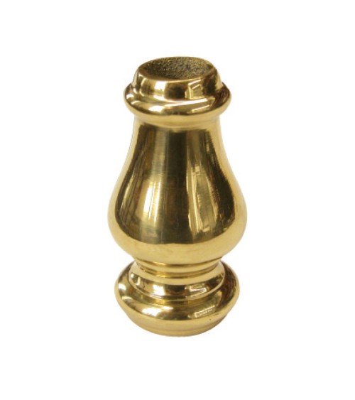 Macolla en latón brillo para barrote de forja redondo desmontable abombada para remates de puertas de forja