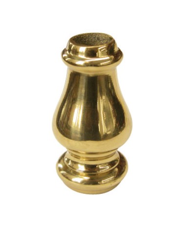 Macolla en latón brillo para barrote de forja redondo desmontable abombada para remates de puertas de forja