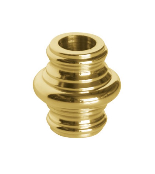 Macolla en latón brillo para barrote de forja redondo desmontable de doble curva para remates de barandillas