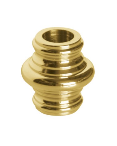 Macolla en latón brillo para barrote de forja redondo desmontable de doble curva para remates de barandillas