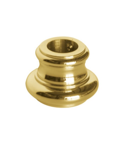 Macolla en latón brillo para barrote de forja redondo desmontable redondeada baja para puertas de forja