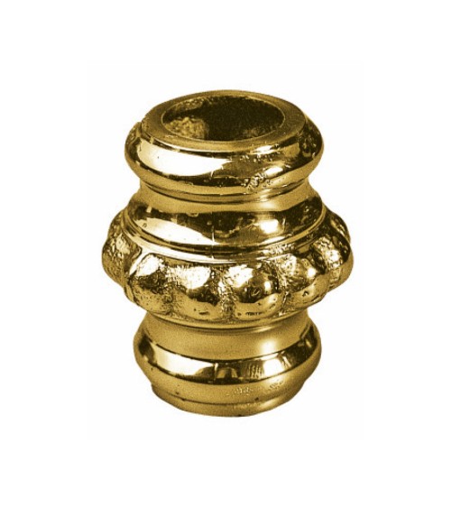 Macolla en latón brillo para barrote de forja redondo desmontable con relieve decorativo para portales y rejas