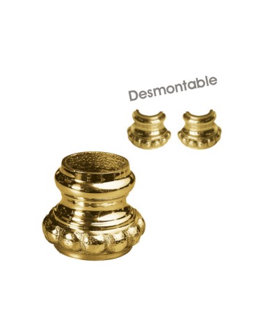 Macolla en latón brillo para barrote de forja redondo desmontable grabada para barandillas y accesos de entrada