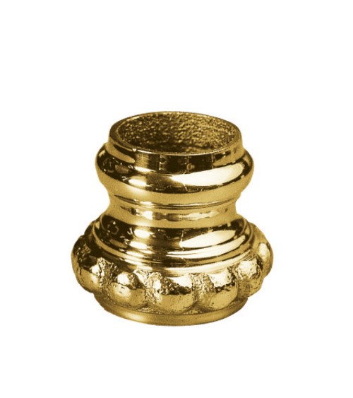 Macolla en latón brillo para barrote de forja redondo desmontable grabada para barandillas y accesos de entrada