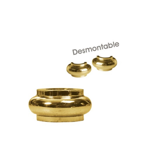 Macolla en latón brillo para barrote de forja redondo desmontable redondeada para remates de barandillas y portales