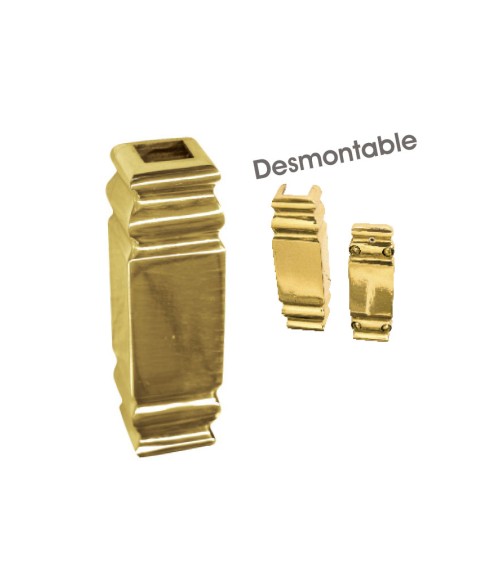 Macolla en latón brillo desmontable rectangular decorativa para puertas de forja