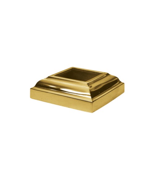 Base en latón brillo escalonada para barrote de forja cuadrado en escaleras y portales