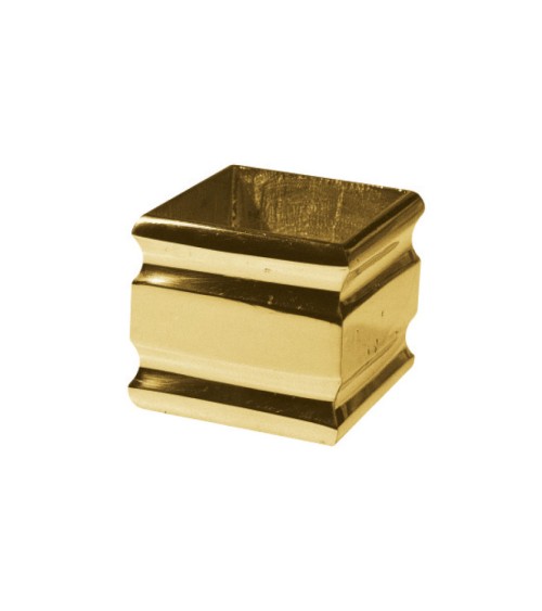 Macolla en latón brillo para barrote cuadrado en rejas y barandillas de entrada