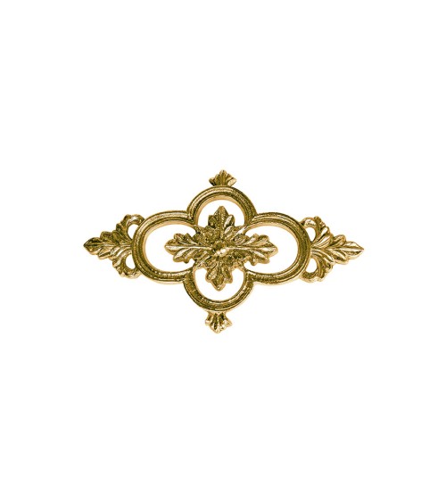 Rosetón en latón brillo decorativo trebol cuatro hojas para portales y rejas de entrada