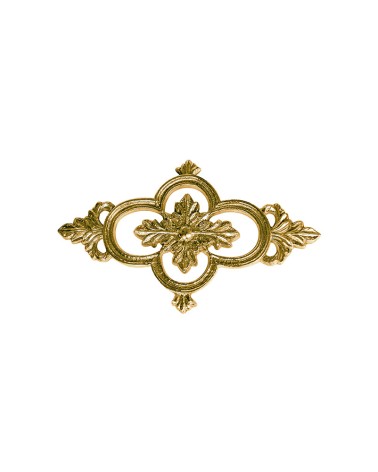 Rosetón en latón brillo decorativo trebol cuatro hojas para portales y rejas de entrada