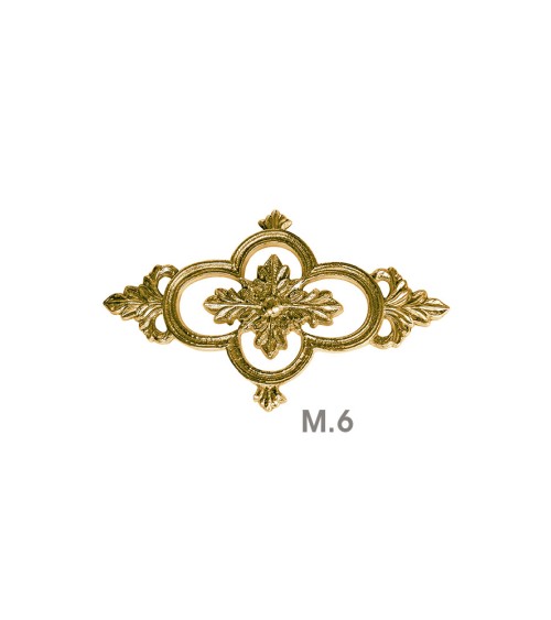 Rosetón en latón brillo decorativo trebol cuatro hojas para portales y rejas de entrada