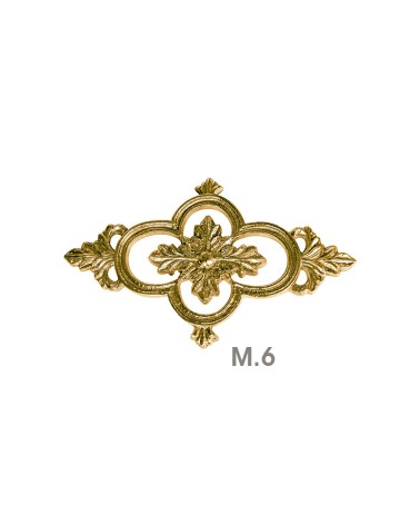 Rosetón en latón brillo decorativo trebol cuatro hojas para portales y rejas de entrada