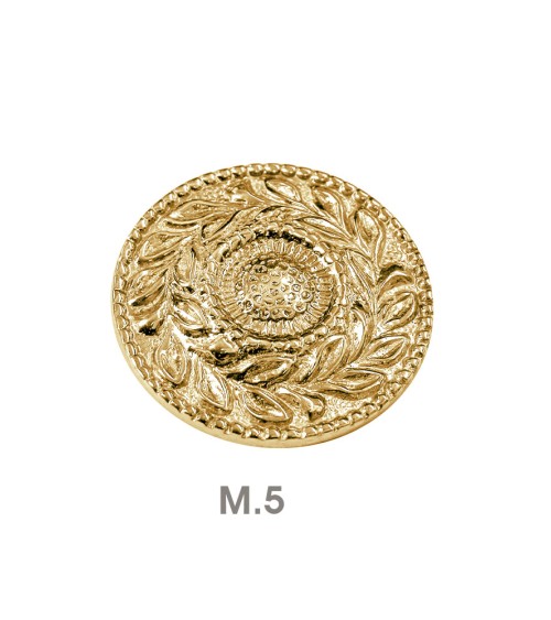 Rosetón en latón brillo redondo labrado para puertas de portal y portones