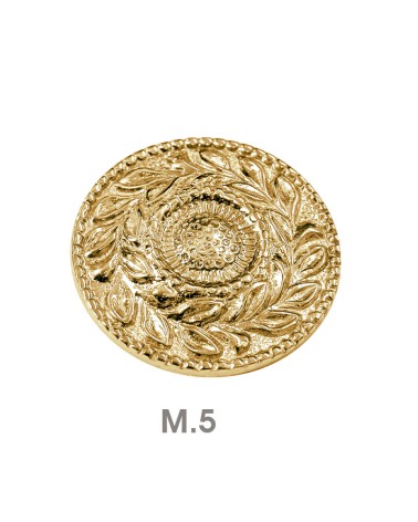 Rosetón en latón brillo redondo labrado para puertas de portal y portones
