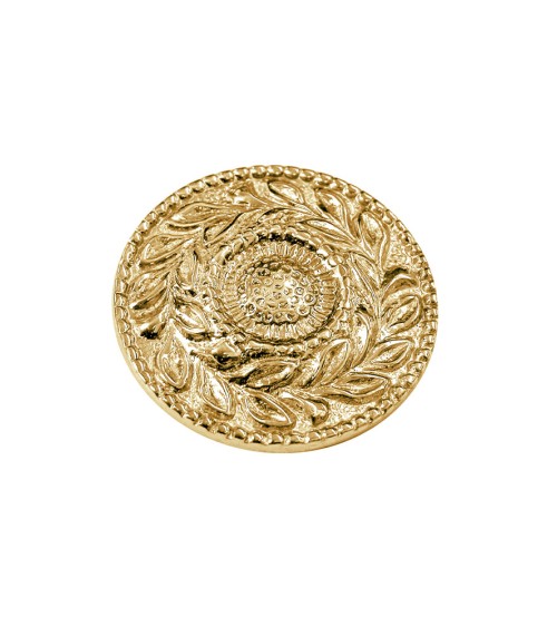 Rosetón en latón brillo redondo labrado para puertas de portal y portones