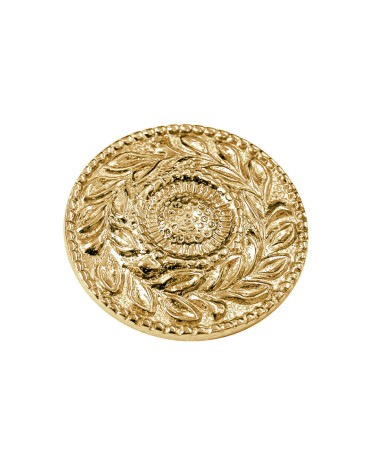 Rosetón en latón brillo redondo labrado para puertas de portal y portones