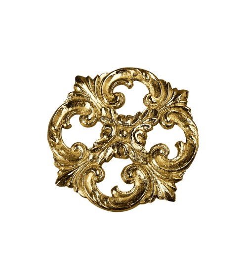 Rosetón en latón brillo ornamental con hojas para puertas de entrada