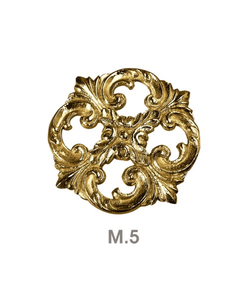 Rosetón en latón brillo ornamental con hojas para puertas de entrada