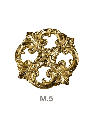 Rosetón en latón brillo ornamental con hojas para puertas de entrada