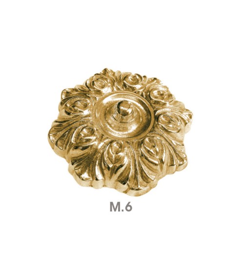 Rosetón en latón brillo redondo floreado para portales y rejas