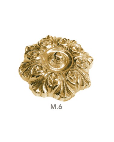 Rosetón en latón brillo redondo floreado para portales y rejas