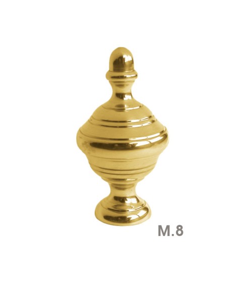Remate en latón brillo redondo escalonado para barrotes y pasamanos decorativos