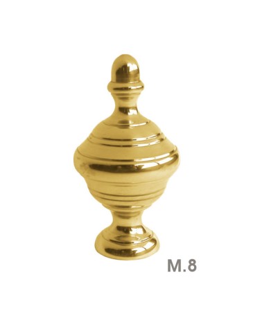 Remate en latón brillo redondo escalonado para barrotes y pasamanos decorativos