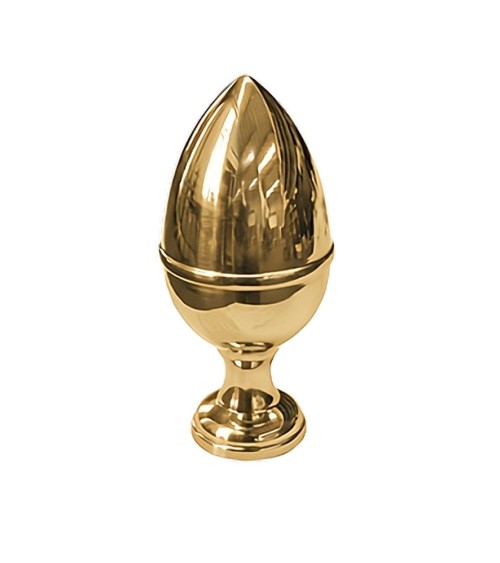 Remate en latón brillo tipo bellota lisa para barrotes de forja y barandillas